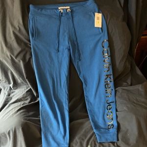 NWT Calvin Klein logo joggers beautiful blue, light weight